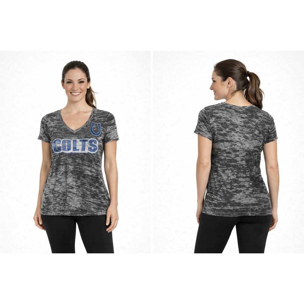 Indianapolis Colts Burnout V-Neck T-Shirt Women’s Gray NFL Team Apparel Size M
